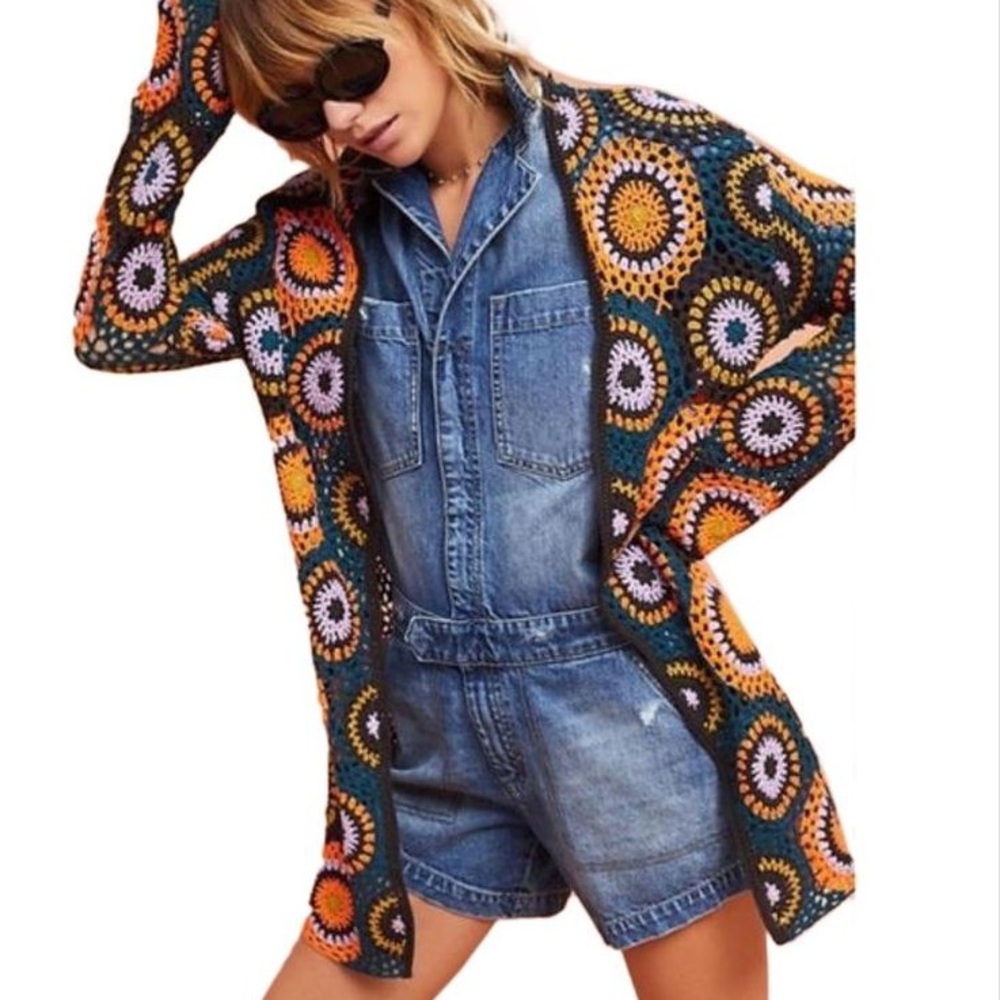 Moth Multicolor Crochet Cardigan m/l